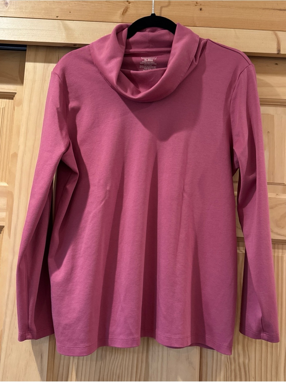 L.L. Bean Rose Pink Cowl Neck Long-Sleeve Supima Cotton